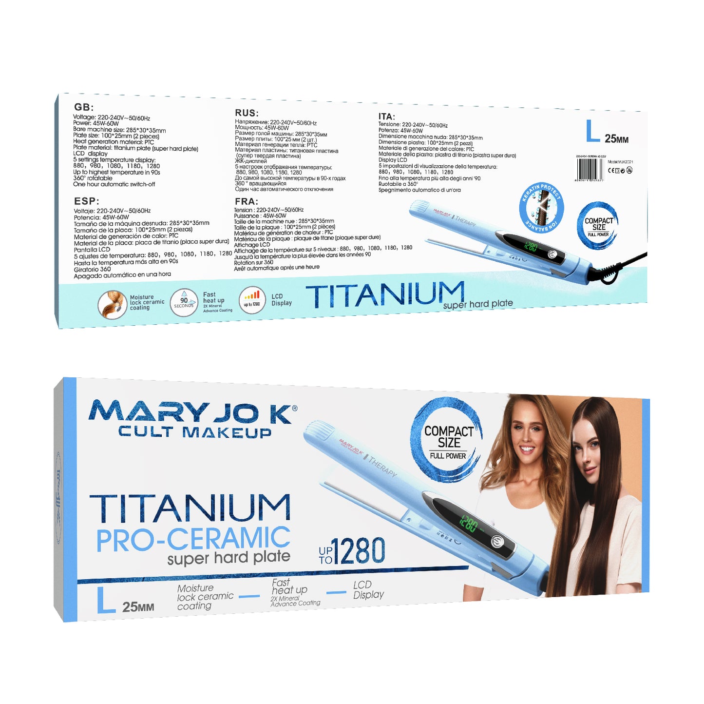 Titanium Pro Ceramic Super Hard Plate Straightener- L 25mm CE